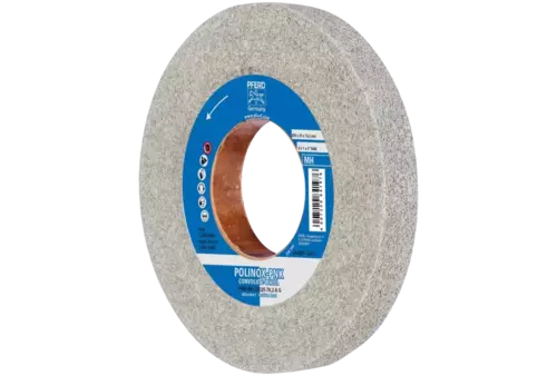 Krążek z nawiniętą włókniną POLINOX PNK Ø 200 × 25 mm do otworu Ø 76,2 mm średnio twardy A gruboziarnisty do wykańczania 1