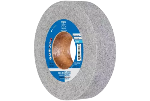 Krążek z nawiniętą włókniną POLINOX PNK Ø 200 × 50 mm do otworu Ø 76,2 mm średnio miękki SIC drobnoziarnisty do wykańczania 1