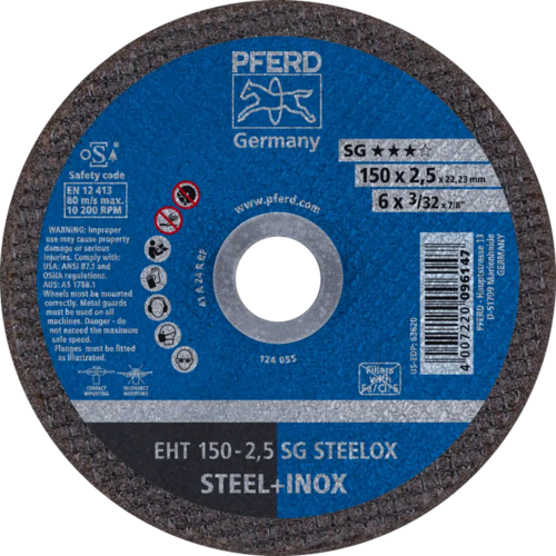 Tarcza do cięcia metalu 150x2,5x22,23 SG STEELOX płaska Pferd 61100150 1