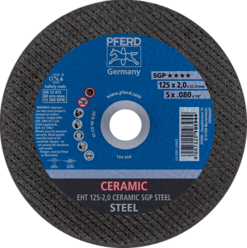 Tarcza do cięcia metalu 125x2x22,23 CERAMIC SGP STEEL płaska Pferd 61312520 1
