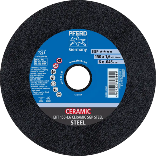 Tarcza do cięcia metalu 150x1,6x22,23 CERAMIC SGP STEEL płaska Pferd 61315016 1