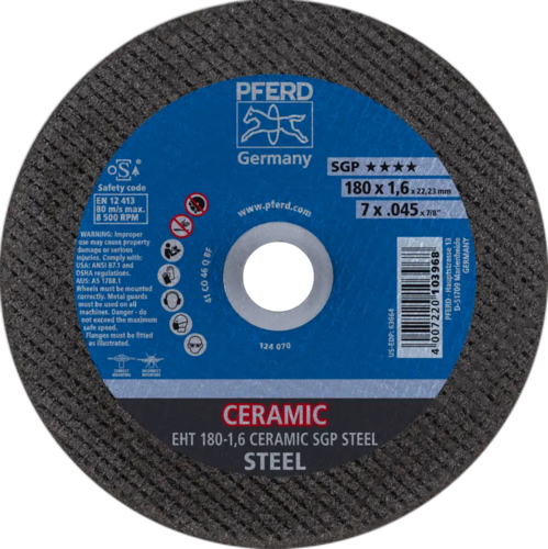 Tarcza do cięcia metalu 180x1,6x22,23 CERAMIC SGP STEEL płaska Pferd 61318016 1