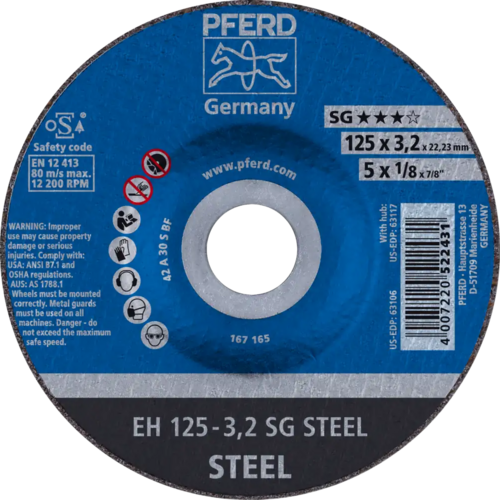Tarcza do cięcia metalu 125x3,2x22,23 SG STEEL wypukła Pferd 61320232 1