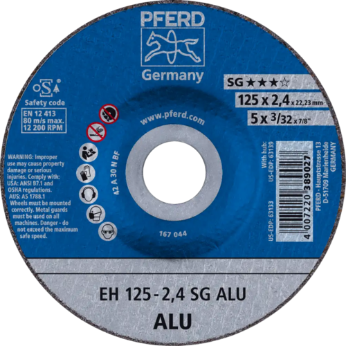 Tarcza do cięcia aluminium 125x2,4x22,23 SG ALU wypukła Pferd 61320822 1