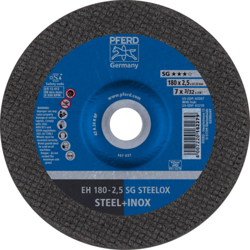 Tarcza do cięcia metalu 180x2,5x22,23 SG STEELOX wypukła Pferd 61323223 1
