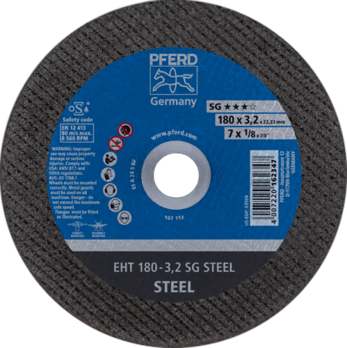Tarcza do cięcia metalu 180x3,2x22,23 SG STEEL płaska Pferd 61326222 1