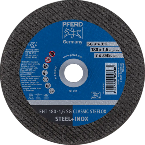 Tarcza do cięcia metalu 180x1,6x22,23 SG CLASSIC STEELOX płaska Pferd 61326406 1