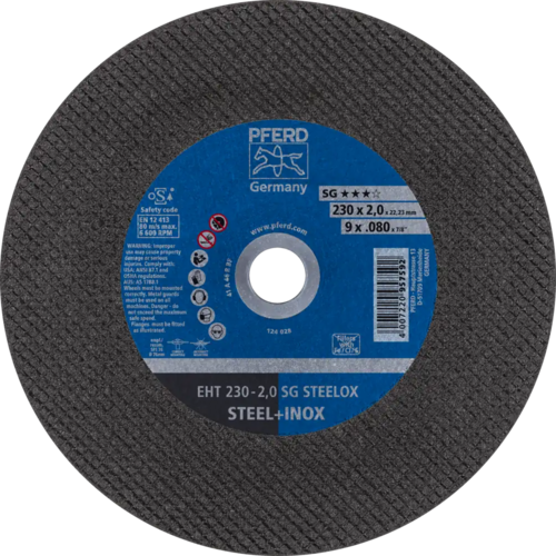 Tarcza do cięcia metalu 230x2x22,23 SG STEELOX płaska Pferd 61328400 1
