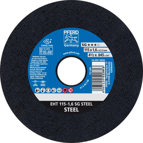 Tarcza do cięcia metalu 115x1,6x22,23 SG STEEL płaska Pferd 61330122 1