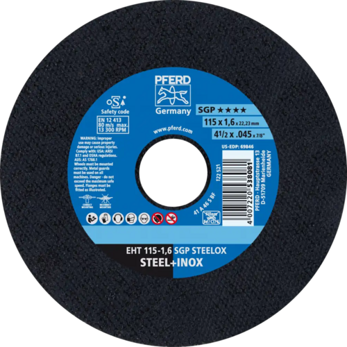 Tarcza do cięcia metalu 115x1,6x22,23 SGP STEELOX płaska Pferd 61330420 1