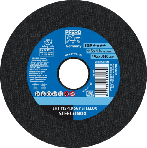 Tarcza do cięcia metalu 115x1x22,23 SGP STEELOX płaska Pferd 61330421 1