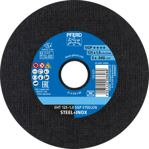 Tarcza do cięcia metalu 125x1x22,23 SGP STEELOX płaska Pferd 61331421 1