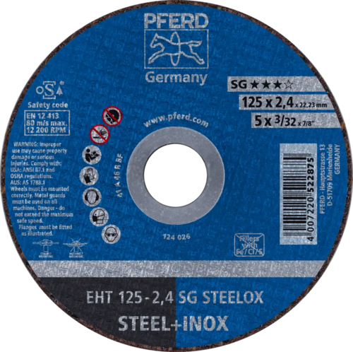 Tarcza do cięcia metalu 125x2,4x22,23 SG STEELOX płaska Pferd 61331432 1