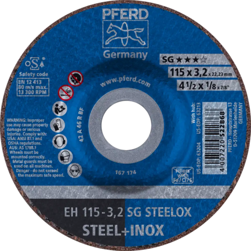 Tarcza do cięcia metalu 115x3,2x22,23 SG STEELOX wypukła Pferd 61332432 1
