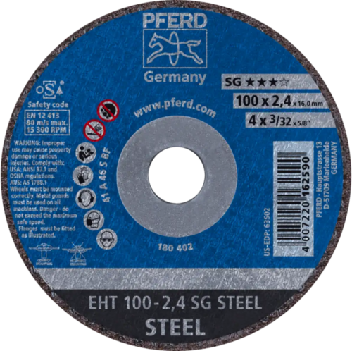 Tarcza do cięcia metalu 100x2,4x16 SG STEEL płaska Pferd 61340116 1
