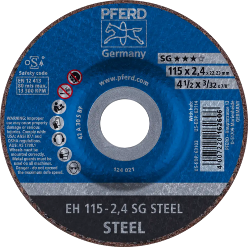 Tarcza do cięcia metalu 115x2,4x22,23 SG STEEL wypukła Pferd 61340122 1