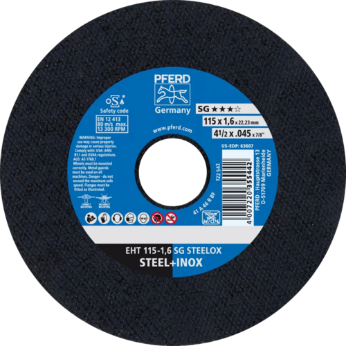 Tarcza do cięcia metalu 115x1,6x22,23 SG STEELOX płaska Pferd 61340422 1