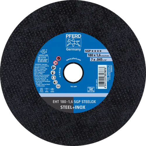 Tarcza do cięcia metalu 180x1,6x22,23 SGP STEELOX płaska Pferd 61343122 1