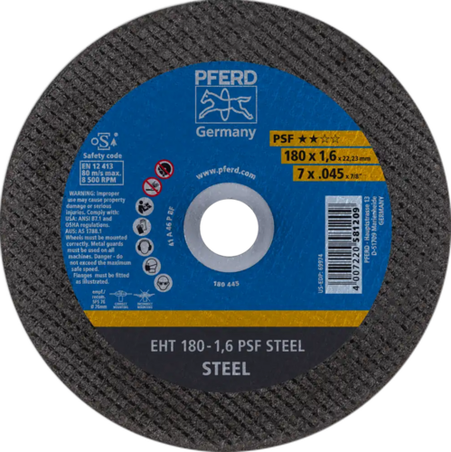 Tarcza do cięcia metalu 180x1,6x22,23 PSF STEEL płaska Pferd 61719121 1