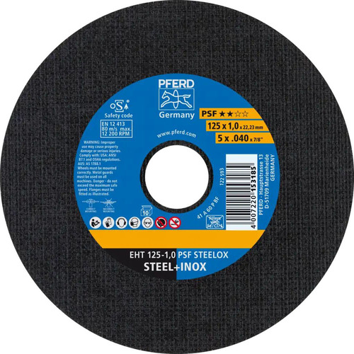 Tarcza do cięcia metalu 125x1x22,23 PSF STEELOX płaska Pferd 61721110 1