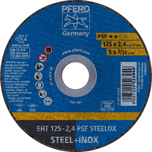 Tarcza do cięcia metalu 125x2,4x22,23 PSF STEELOX płaska Pferd 61721122 1