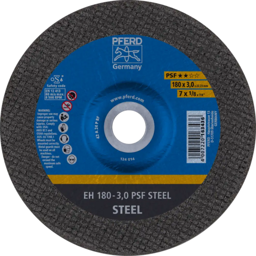 Tarcza do cięcia metalu 180x3x22,23 PSF STEEL wypukła Pferd 61723222 1