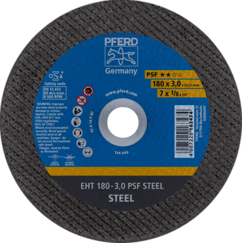 Tarcza do cięcia metalu 180x3x22,23 PSF STEEL płaska Pferd 61726222 1