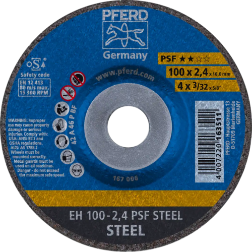 Tarcza do cięcia metalu 100x2,4x16 PSF STEEL wypukła Pferd 61739116 1