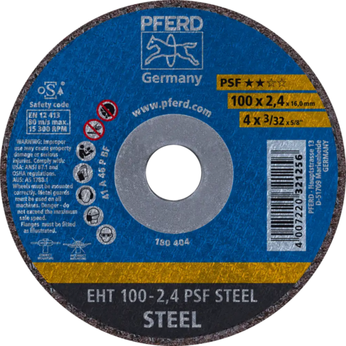 Tarcza do cięcia metalu 100x2,4x16 PSF STEEL płaska Pferd 61741116 1