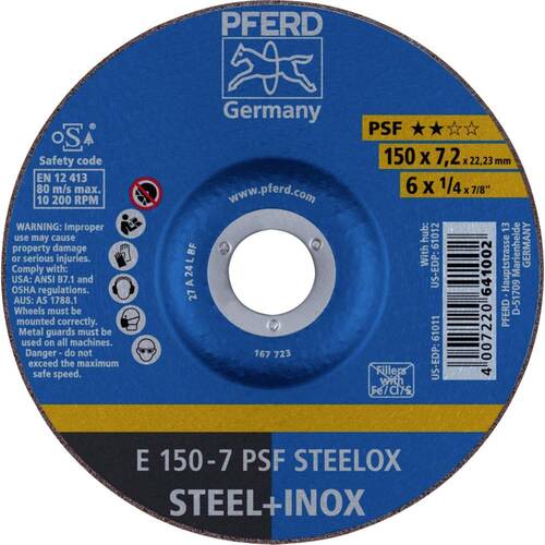 Tarcza do szlifowania metalu 150x7,2x22,23 PSF STEELOX wypukła Pferd 62015640 1