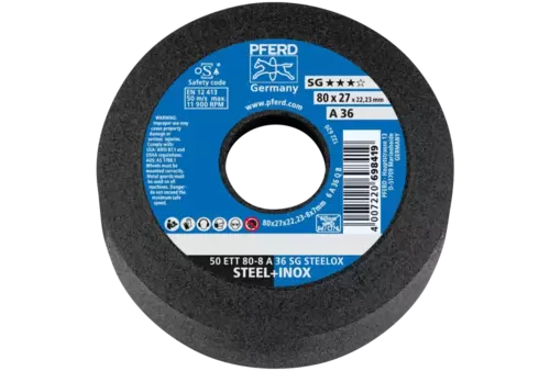Ściernica garnkowa ETT 80 × 8x22,23 mm A36 linia wydajna SG STEELOX do stali/stali nierdzewnej 1