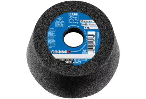 Ściernica garnkowa ETT 110 × 20 × 22,23 mm A16 linia wydajna SG STEELOX do stali/stali nierdzewnej 1