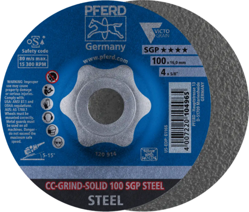 Tarcza do szlifowania metalu 100x16 CC-GRIND SOLID SGP STEEL wypukła Pferd 64187100 1