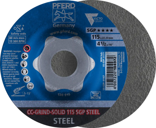Tarcza do szlifowania metalu 115x22,23 CC-GRIND SOLID SGP STEEL wypukła Pferd 64187116 1