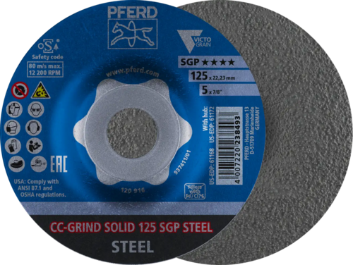 Tarcza do szlifowania metalu 125x22,23 CC-GRIND SOLID SGP STEEL wypukła Pferd 64187126 1
