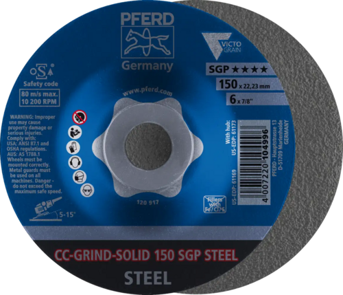 Tarcza do szlifowania metalu 150x22,23 CC-GRIND SOLID SGP STEEL wypukła Pferd 64187150 1