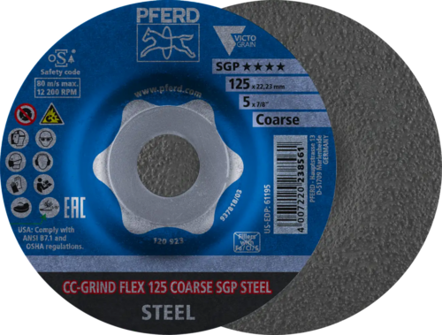 Tarcza do szlifowania metalu 125x22,23 CC-GRIND FLEX SGP STEEL wypukła Pferd 64188126 1