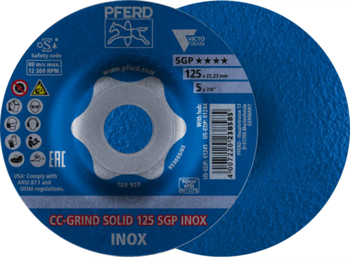 Tarcza do szlifowania metalu 125x22,23 CC-GRIND SOLID SGP INOX wypukła Pferd 64189125 1