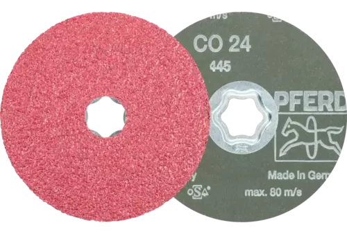 Tarcza fibrowa z ziarnem ceramicznym COMBICLICK Ø115 mm CO24 do szlifu zgrubnego na stali 1