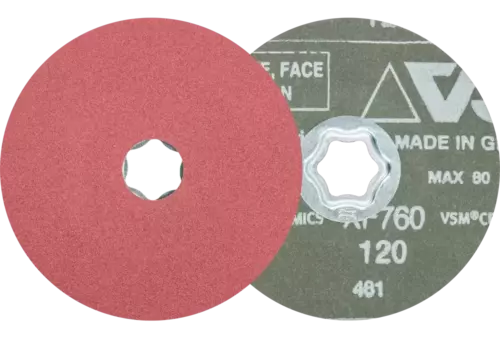 Tarcza fibrowa z ziarnem ceramicznym COMBICLICK Ø115 mm CO120 do szlifu zgrubnego na stali 1