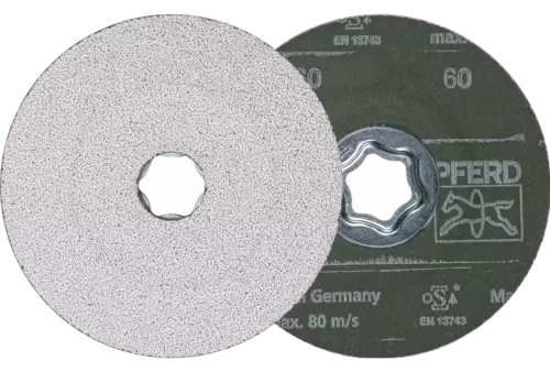 Tarcza fibrowa z ziarnem ceramicznym COMBICLICK Ø115 mm CO-ALU60 do miękkich metali nieżelaznych 1