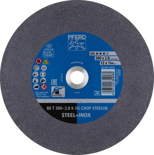 Tarcza do cięcia metalu 300x2,8x25,4 SG CHOP STEELOX płaska Pferd 66323052 1