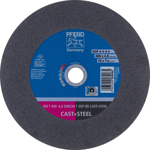Tarcza do cięcia żeliwa 400x4,8x40 ZIRKON SGP HD CAST+STEEL bardzo twarda płaska Pferd 66323235 1