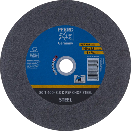 Tarcza do cięcia metalu 400x3,8x25,4 PSF CHOP STEEL płaska Pferd 66324095 1