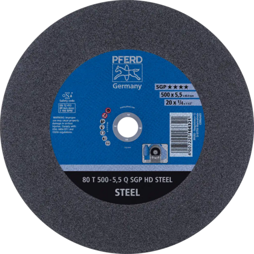 Tarcza do cięcia metalu 500x5,5x40 SGP HD STEEL płaska średnio twarda Pferd 66325040 1