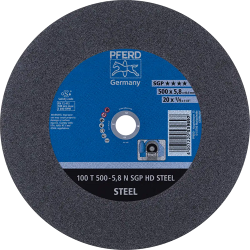 Tarcza do cięcia metalu 500x5,8x40 SGP HD STEEL średnio twarda płaska Pferd 66325140 1