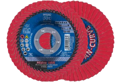 Ściernica listkowa POLIFAN CURVE PFR 115 × 22,23 mm szerokość M CO60 SGP STEELOX do stali/stali nierdzewnej 1