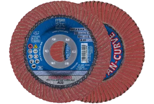 Ściernica listkowa POLIFAN CURVE PFR 115 × 22,23 mm szerokość L A40 linia specjalna SGP ALU do aluminium 1