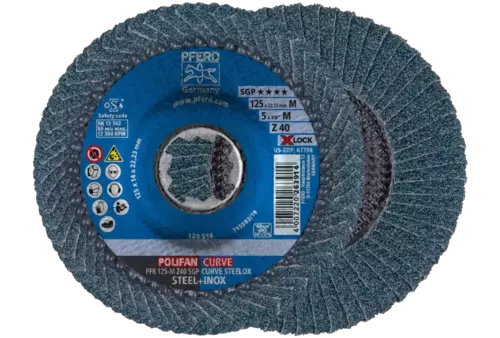 Ściernica listkowa POLIFAN CURVE PFR 125 mm X-LOCK szerokość M Z40 SGP STEELOX do stali/stali nierdzewnej 1