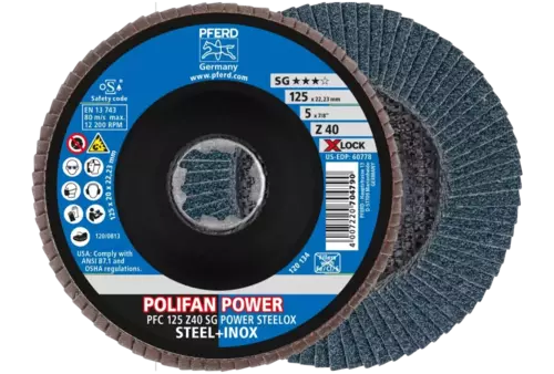 Ściernica listkowa POLIFAN POWER PFC 125 mm X-LOCK stożkowa Z40 SG STEELOX stal/stal nierdzewna 1